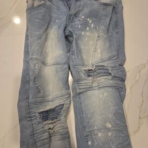 Men's Distressed Light Blue Jeans